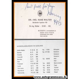 Autograph Wissenschaft | Hans WALTER | 1973 (Visitenkarte)