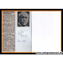 Autogramm Politik | CDU | Hermann PÜNDER | 1970er (Portrait SW) OB Köln