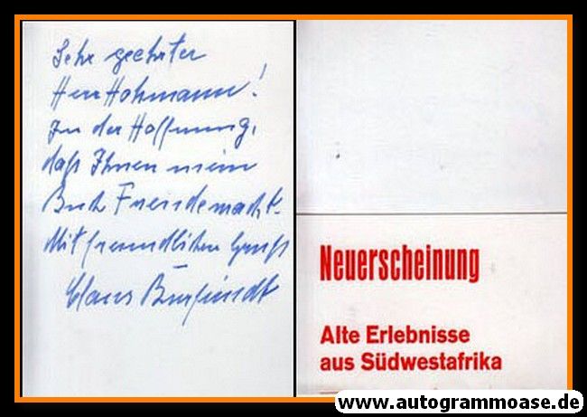 Autogramm Literatur | ??? Claus Burgfeindt | 1970er (Brief Erlebnisse Südwestafrika) 2021-00036