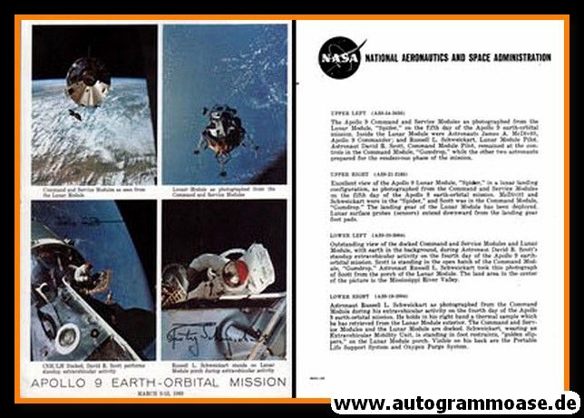 Autogramme Raumfahrt (NASA) | APOLLO 9 EO (Schweickart, Scott) | 1969 Druck (Portrait Color XL)