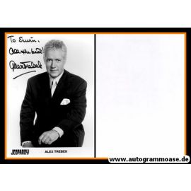 Autogramm TV (USA) | Alex TREBEK | 1990er Foto (Portrait SW) "Jeopardy"