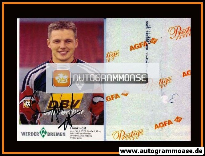 Autogramm Fussball | SV Werder Bremen | 1996 Foto | Frank ROST (AK mit Name)
