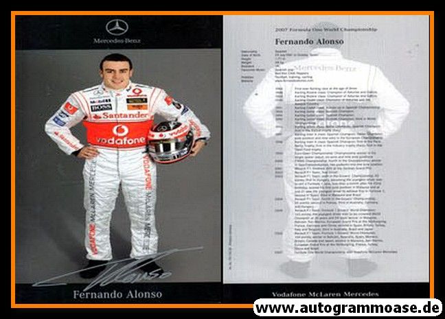 Autogramm Formel 1 | Fernando ALONSO | 2007 Druck (Mercedes)