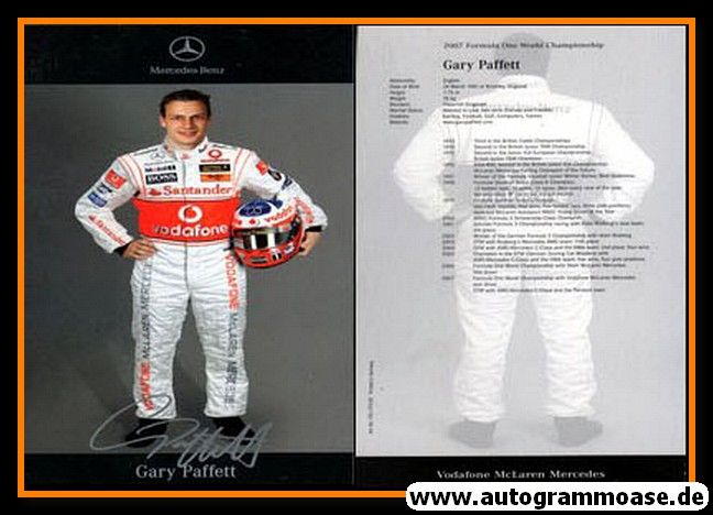 Autogramm Formel 1 | Gary PAFFETT | 2007 Druck (Mercedes)