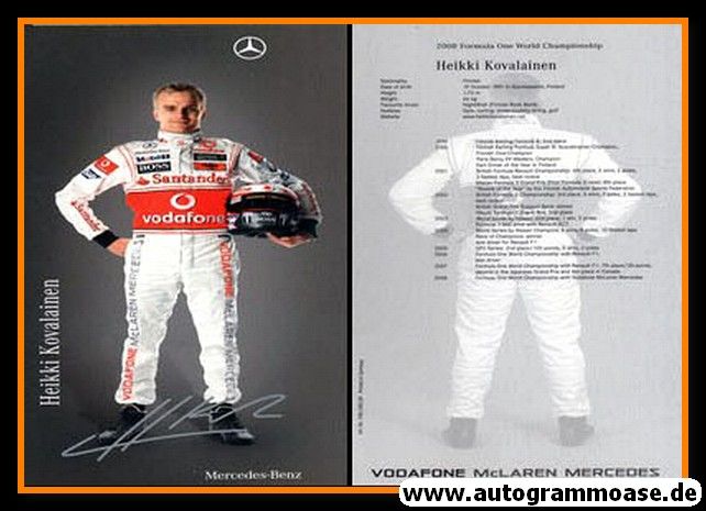Autogramm Formel 1 | Heikki KOVALAINEN | 2008 Druck (Mercedes)