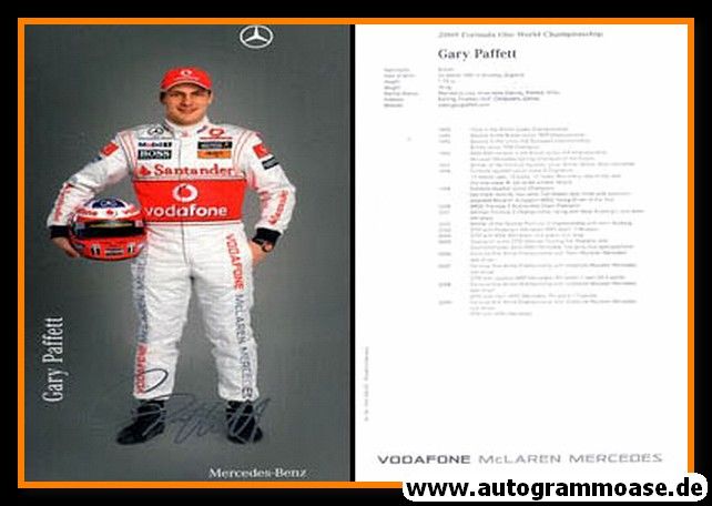 Autogramm Formel 1 | Gary PAFFETT | 2009 Druck (Mercedes)
