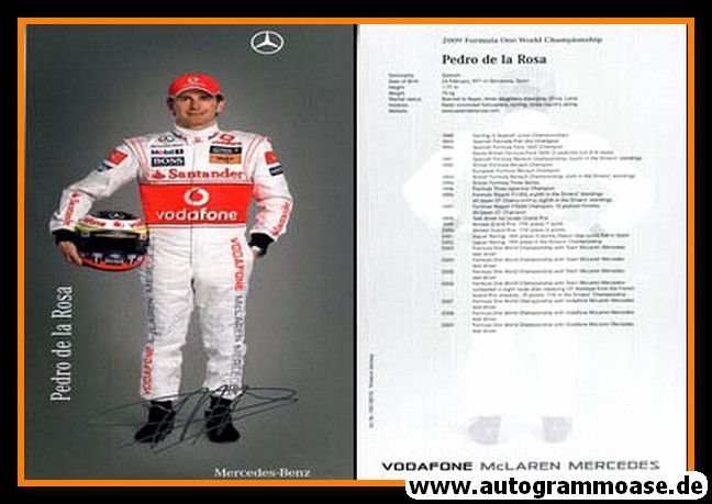 Autogramm Formel 1 | Pedro DE LA ROSA | 2009 Druck (Mercedes)