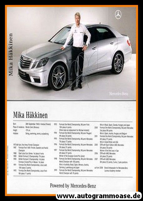 Autogramm Tourenwagen | Mika HÄKKINEN | 2009 Druck (Mercedes Botschafter)
