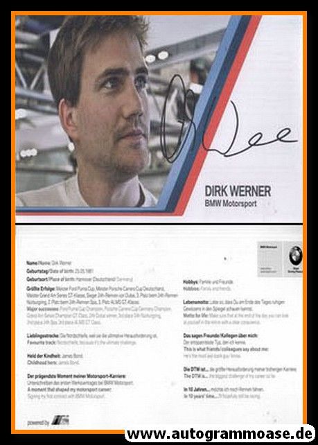 Autogramm Tourenwagen | Dirk WERNER | 2012 Druck (BMW)