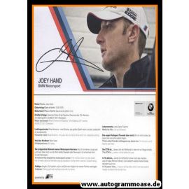 Autogramm Tourenwagen | Joey HAND | 2012 Druck (BMW)