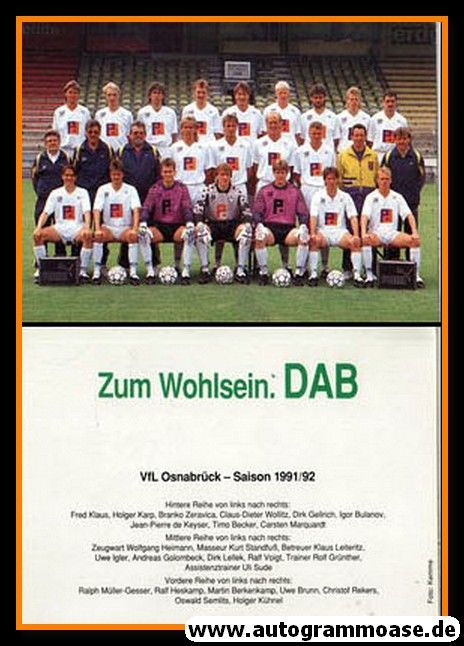 Mannschaftskarte Fussball | VfL Osnabrück | 1991