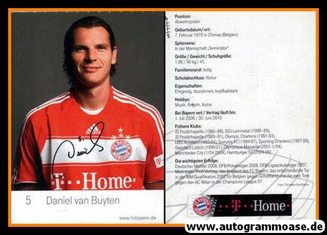 Autogramm Fussball | FC Bayern München | 2008 Mini Druck | Daniel VAN BUYTEN
