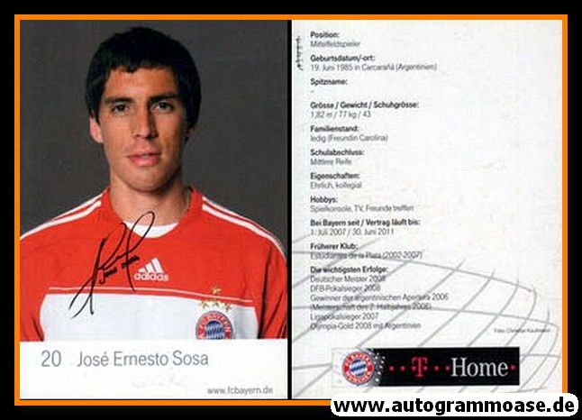 Autogramm Fussball | FC Bayern München | 2008 Mini Druck | Jose Ernesto SOSA