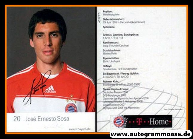 Autogramm Fussball | FC Bayern München | 2008 Mini Druck | Jose Ernesto SOSA