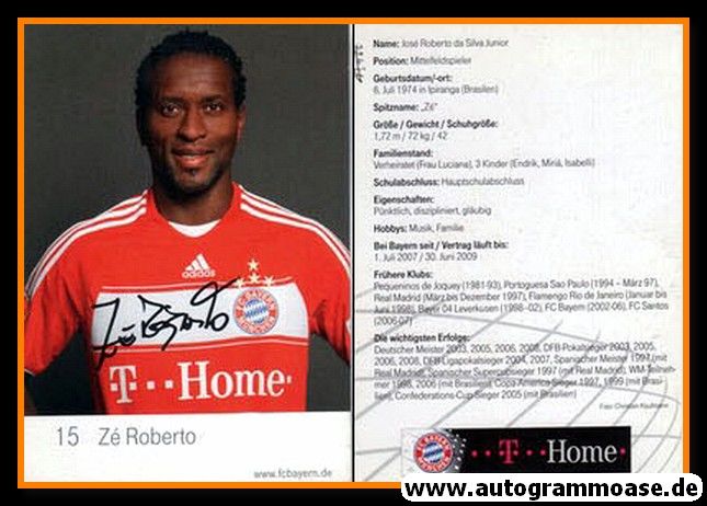 Autogramm Fussball | FC Bayern München | 2008 Mini Druck | Ze ROBERTO