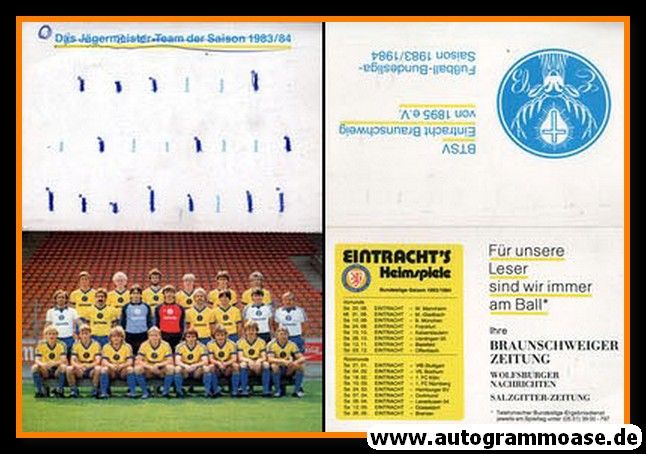 Mannschaftskarte Fussball | Eintracht Braunschweig | 1983 (Klappkarte)