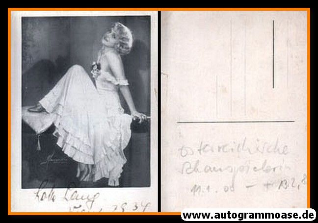 Autogramm Schauspieler | Lotte LANG | 1930er (Portrait SW)
