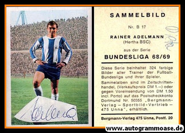 Autogramm Fussball | Hertha BSC Berlin | 1968 | Rainer ADELMANN (Bergmann B017) _