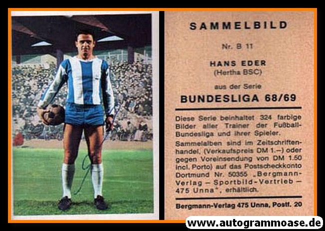 Autogramm Fussball | Hertha BSC Berlin | 1968 | Hans EDER (Bergmann B011)