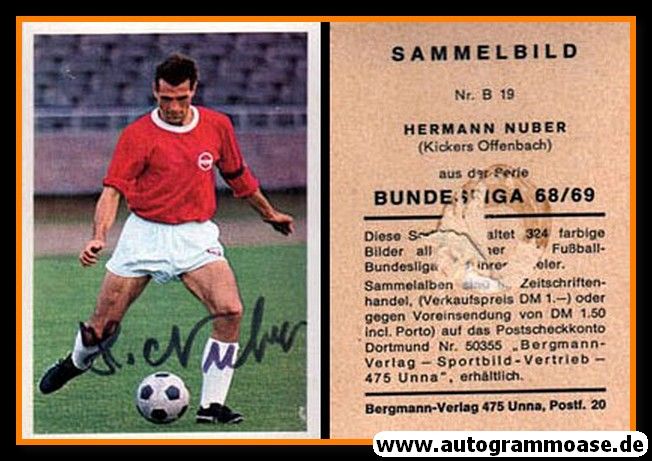 Autogramm Fussball | Kickers Offenbach | 1968 | Hermann NUBER (Bergmann B019)