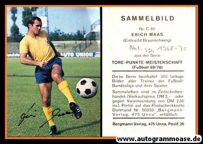 Autogramm Fussball | Eintracht Braunschweig | 1969 | Erich MAAS (Bergmann C081)