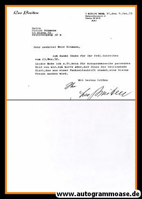 Autogramm Schlager | Leo BREITEN | 1973 (Brief)