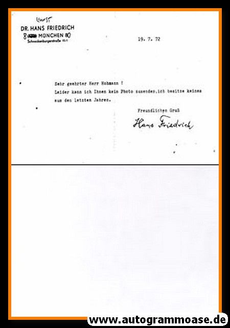 Brief Kunst | Hans FRIEDRICH (1972)
