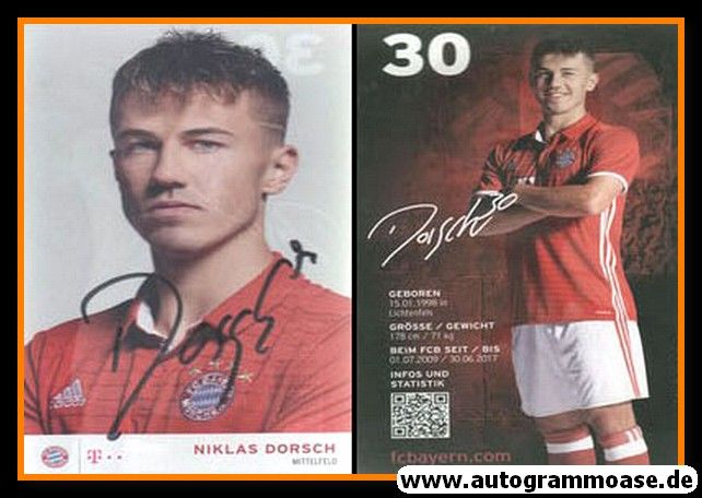 Autogramm Fussball | FC Bayern München | 2016 | Niklas DORSCH