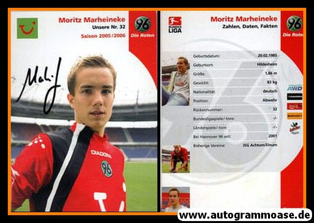 Autogramm Fussball | Hannover 96 | 2005 | Moritz MARHEINEKE