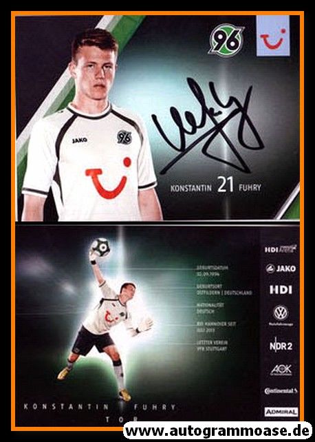 Autogramm Fussball | Hannover 96 | 2013 | Konstantin FUHRY