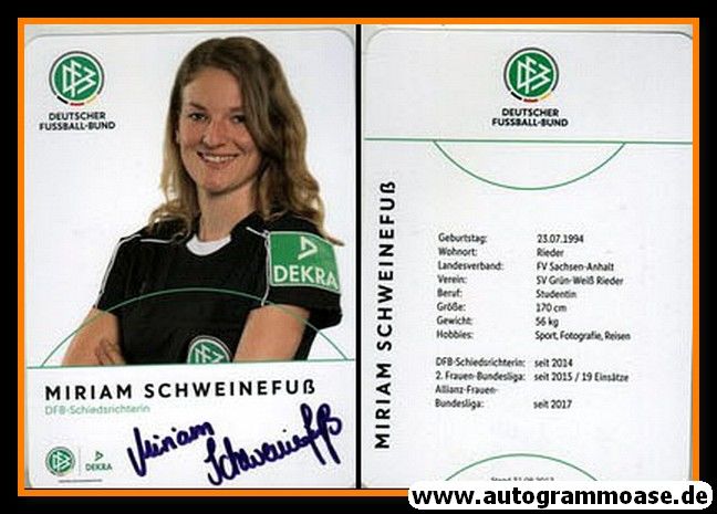 Autogramm Fussball | Schiedsrichter | 2017 Dekra | Miriam SCHWEINEFUSS