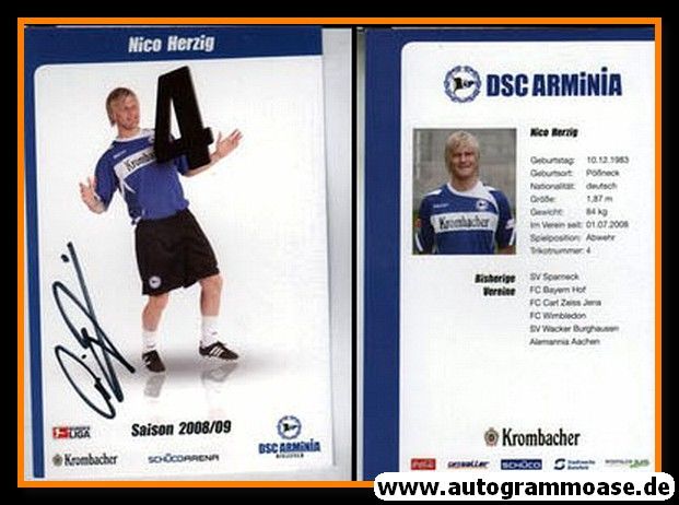 Autogramm Fussball | DSC Arminia Bielefeld | 2008 | Nico HERZIG