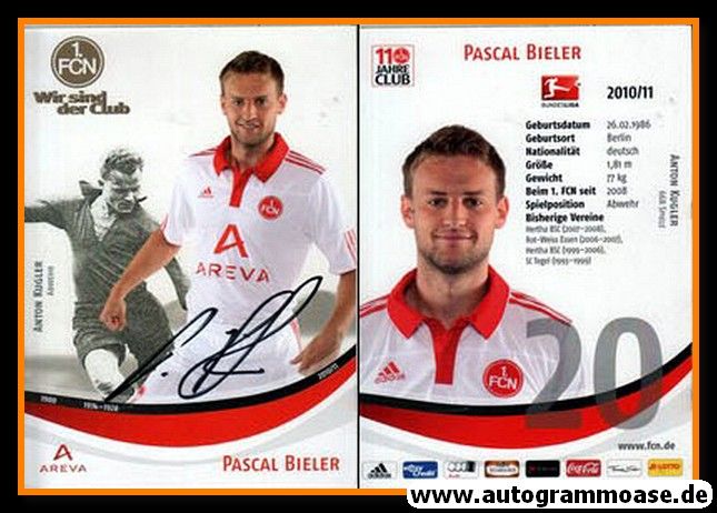 Autogramm Fussball | 1. FC Nürnberg | 2010 | Pascal BIELER