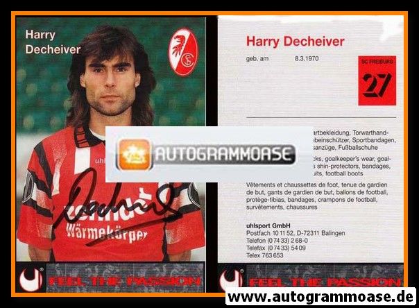 Autogramm Fussball | SC Freiburg | 1995 | Harry DECHEIVER