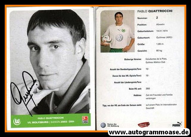 Autogramm Fussball | VfL Wolfsburg | 2003 | Pablo QUATROCCHI