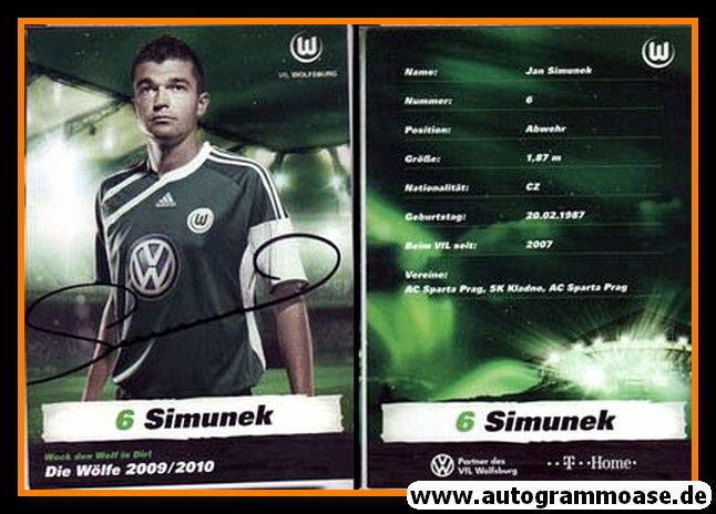 Autogramm Fussball | VfL Wolfsburg | 2009 | Jan SIMUNEK
