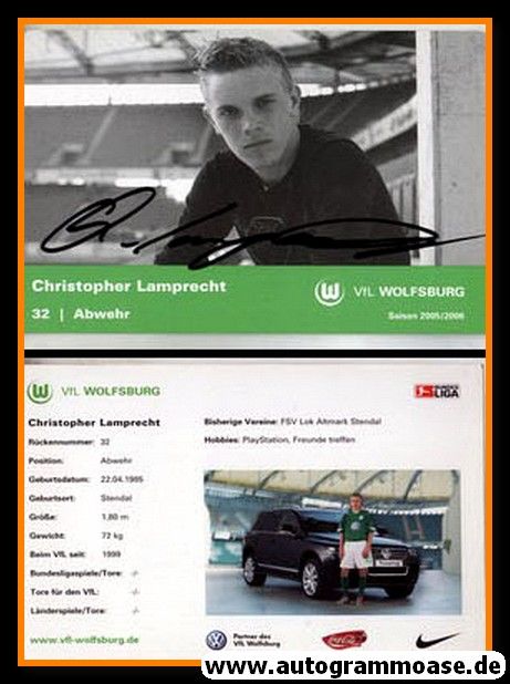 Autogramm Fussball | VfL Wolfsburg | 2005 | Christopher LAMPRECHT