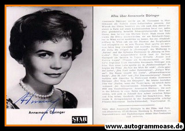 Autogramm Schauspieler | Annemarie DÜRINGER | 1950er (Portrait SW Star-Revue) 2