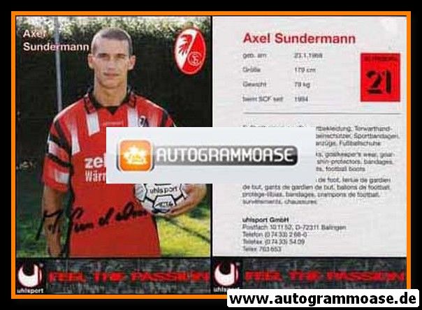 Autogramm Fussball | SC Freiburg | 1995 | Axel SUNDERMANN