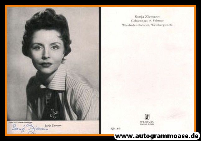 Autogramm Schauspieler | Sonja ZIEMANN | 1950er (Portrait SW WS-Druck)