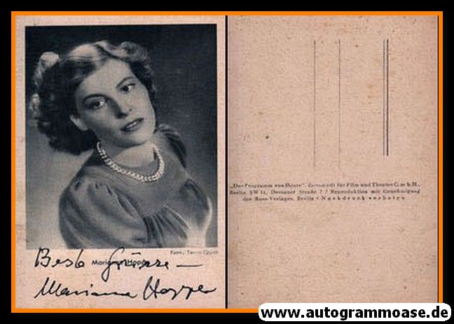 Autogramm Schauspieler | Marianne HOPPE | 1940er (Portrait SW) Terra-Quick