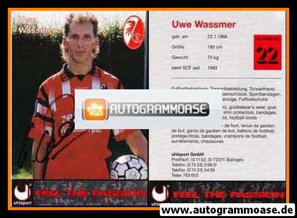 Autogramm Fussball | SC Freiburg | 1995 | Uwe WASSMER