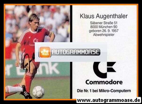 Autogramm Fussball | FC Bayern München | 1986 | Klaus AUGENTHALER
