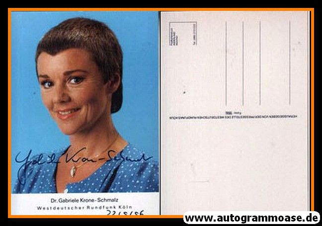 Autogramm TV | WDR | Gabriele KRONE-SCHMALZ | 1980er (Portrait Color)
