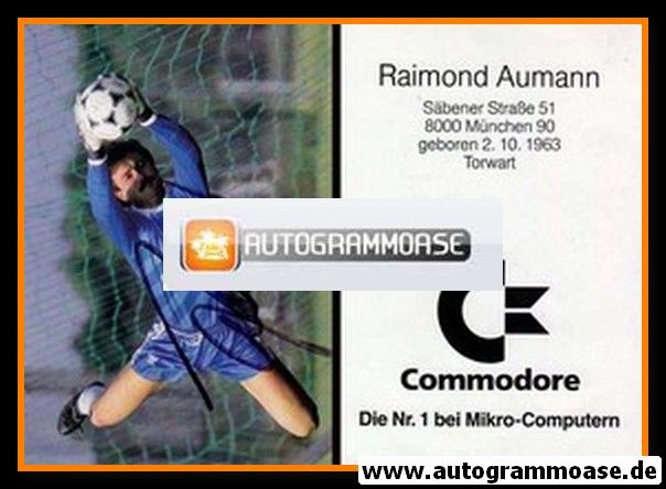 Autogramm Fussball | FC Bayern M&uuml;nchen | 1986 | Raimond AUMANN (blau)