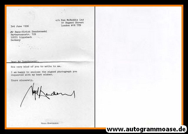 Autogramm Film (UK) | Nigel HAWTHORNE | 1990er Foto (Portrait SW)