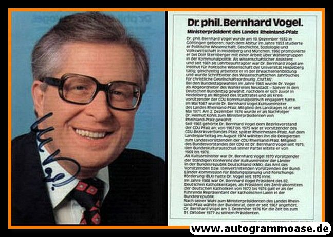 Autogramm Politik | CDU | Bernhard VOGEL | 1970er (Portrait Color) 