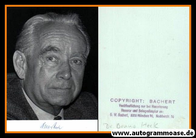 Autogramm Politik | CDU | Bruno HECK | 1980er Foto (Portrait SW)