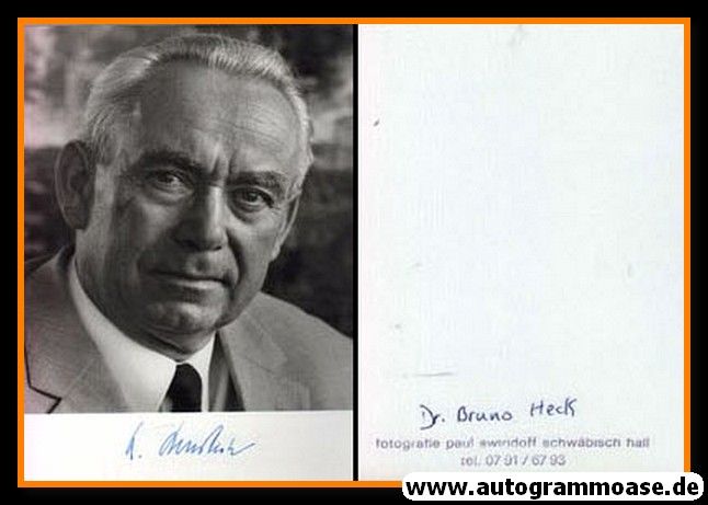 Autogramm Politik | CDU | Bruno HECK | 1970er (Portrait SW) 2