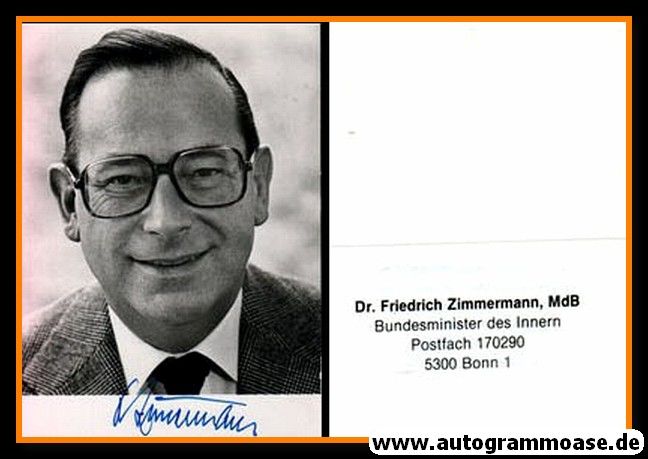 Autogramm Politik | CSU | Friedrich ZIMMERMANN | 1980er (Portrait SW) 2